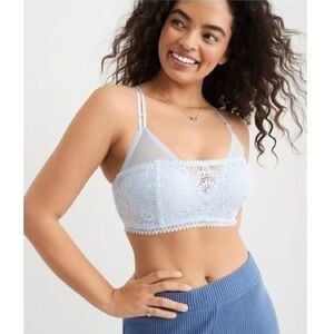 🩵AERIE REAL POWER WIRELESS PUSH UP JOY LACE BRA